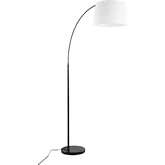 March Floor Lamp in Black Marble, Black Metal & White Linen Shade